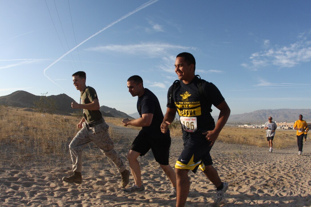 Service members run through the ridges behind the Combat Center’s main side during the 23rd annual ridge run held April 30.