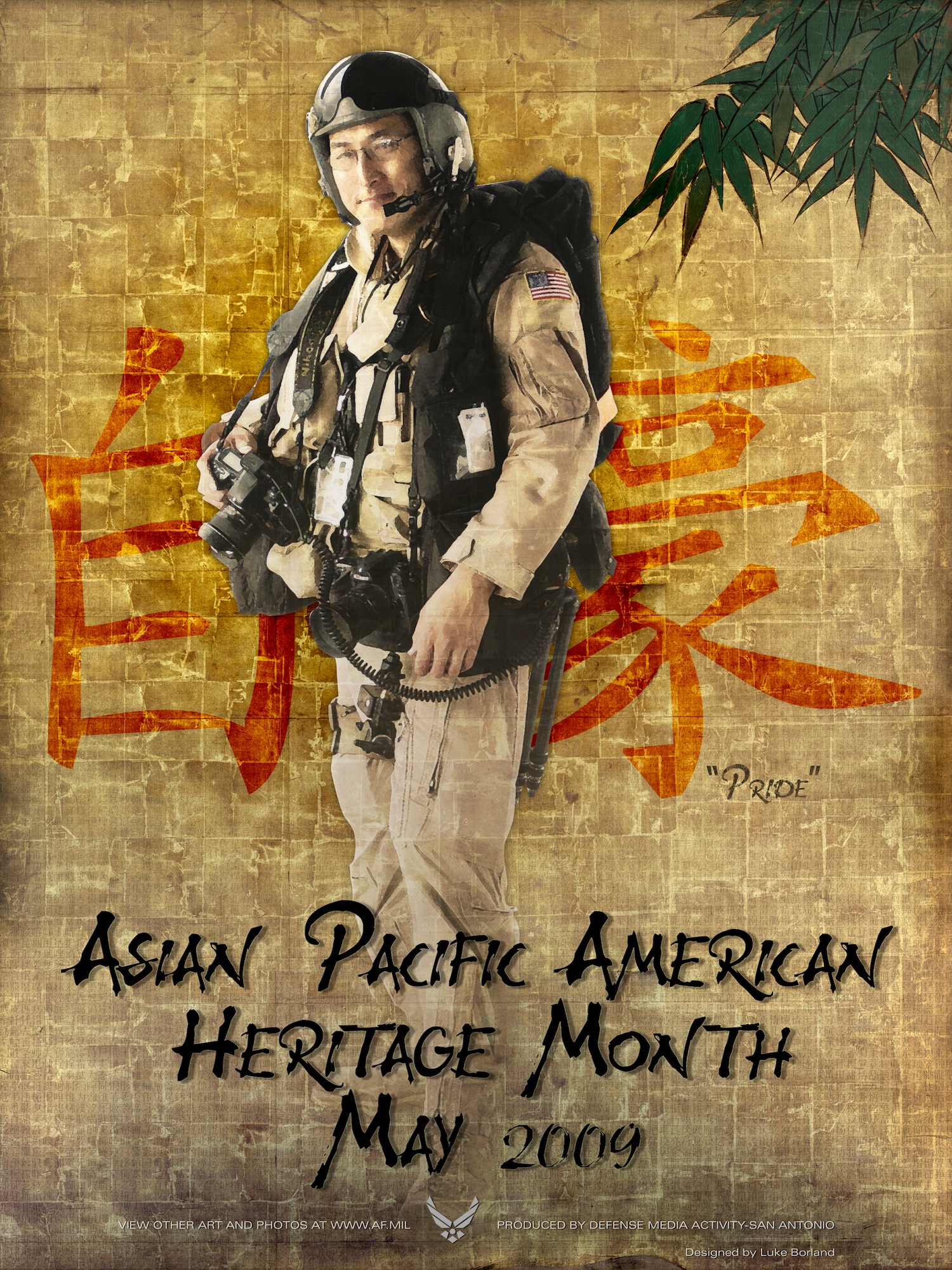 Asian Pacific American Heritage Month Poster. This poster was created by Luke Borland of the Defense Media Activity-San Antonio. Air Force Link does not provide printed posters but a PDF file of this poster is available for local printing up to 18x24 inches. Requests can be made to afgraphics@dma.mil. Please specify the title and number.