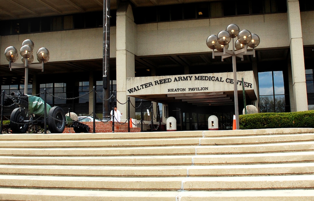 Heaton Pavillion, Walter Reed Army Medical Center's current hospital facility, serves injured and recovering troops in Washington, D.C., April 21, 2009. It replaced Walter Reed General Hospital in the 1970s. 
