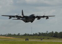 A 919th Special Operations Wing MC-130 lifts off the Duke Field runway for a mission July 30.  The 919th launched more than 850 sorties and averaged more than 2,000 flight hours last year.  (U.S. Air Force photo/Staff Sgt. Samuel King Jr.)