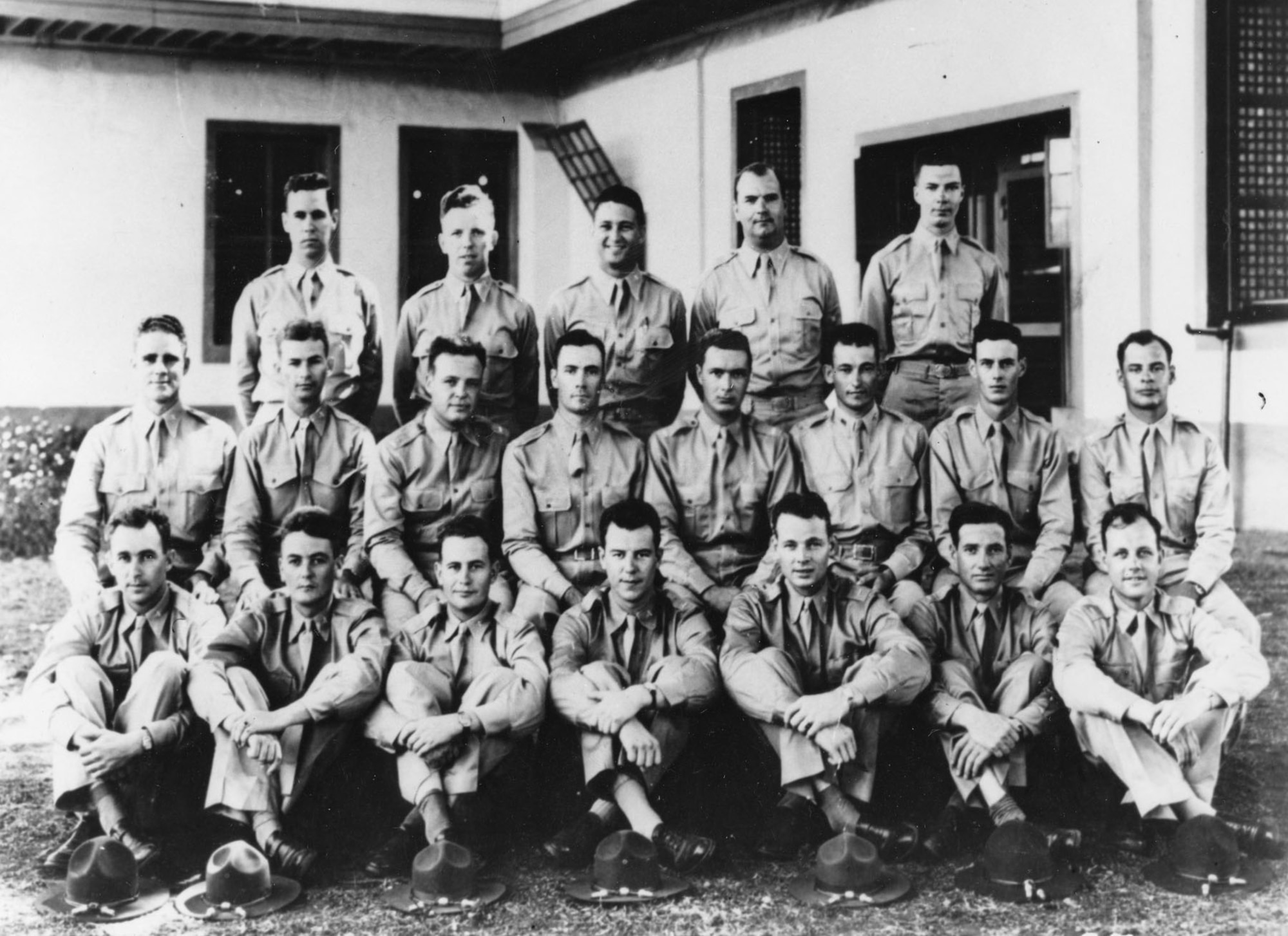 20th Pursuit Squadron pilots in May 1941. Men from this squadron helped eliminate the Japanese landings during the Battle of the Points. (U.S. Air Force photo)