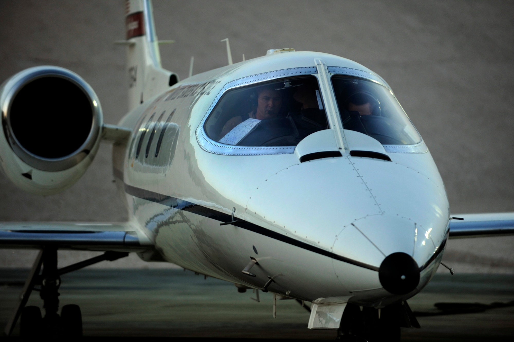 A C-21, assigned to the 379th Expeditionary Operataions Group, prepares for a mission in Southwest Asia. The C-21 is a twin turbofan engine aircraft used for cargo and passenger airlift in support of Operations Iraqi and Enduring Freedom. (US Air Force Photo/Staff Sgt. Michael Keller)