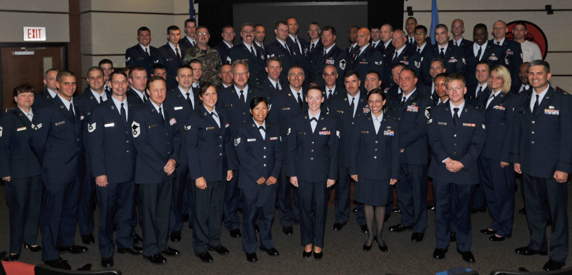Airmen assigned to the 931st Aircraft Maintenance Squadron wore their service dress uniforms for an inspection on July 19, 2009. (U.S. Air Force photo/Tech. Sgt. Jason Schaap)