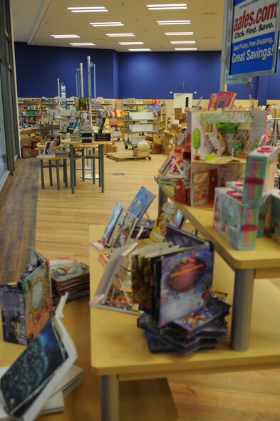 AAFES employees work to get the new Bookmark store open and ready for customers at the new Kaiserslautern Military Community Center, Ramstein Air Base, Germany, Aug. 3, 2009.  The Mall, food court, and concessions are part of the phase II openings in the KMCC scheduled to open 15 August. (U.S. Air Force photo by Airman 1st Class Caleb Pierce)