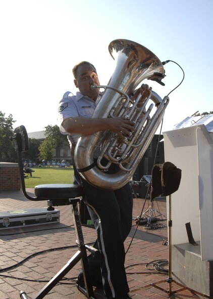 SCOTT AIR FORCE BASE, Ill. --Staff Sgt. Matthew Kuebler plays the tuba Sunday.(U.S. Air Force photo by Airman 1st Class Tristin English) 
