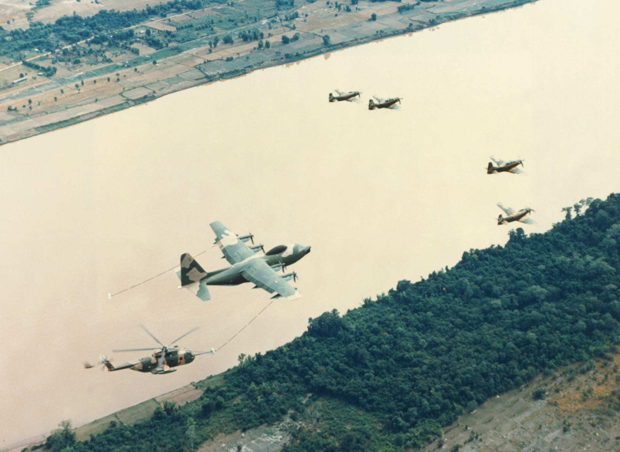 By 1968, typical USAF combat rescue packages included strike aircraft, aerial refuelers and rescue helicopters. (U.S. Air Force photo)
