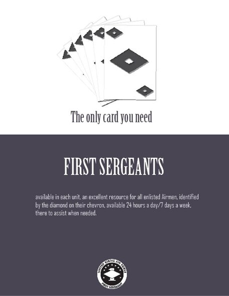 MOODY AIR FORCE BASE, Ga. -- The Air Force is currently searching for exceptional leaders in the enlisted ranks who are interested in becoming a first sergeant. First sergeants are an essential link between commanders and the enlisted force and ensure the needs of their Airmen are met. (U.S. Air Force illustration by Senior Airman Schelli Jones)