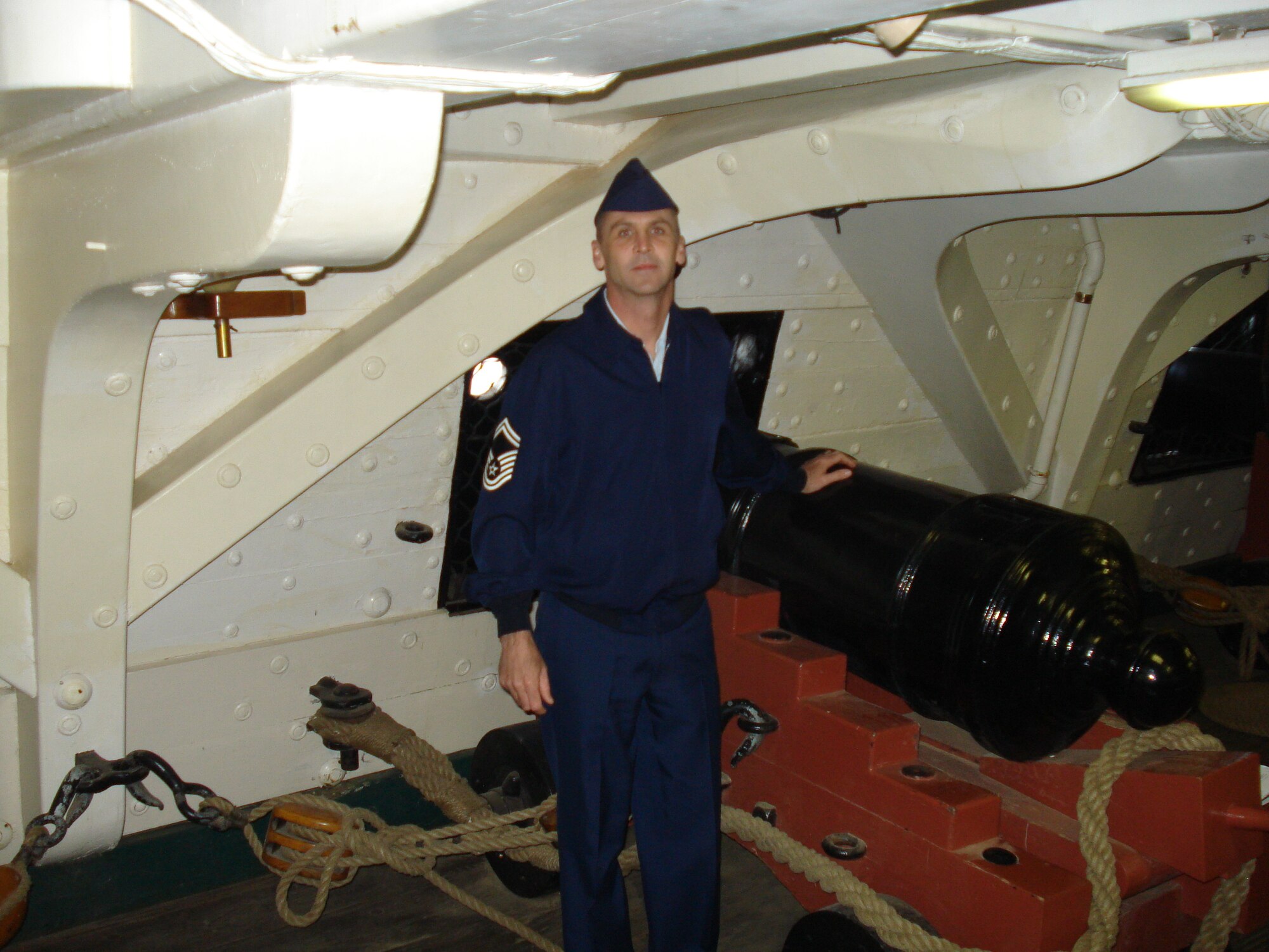 Senior Master Sgt. Scott Downs was given a tour of the USS Constitution in downtown Boston while attending the Navy’s Senior NCO Academy in Newport Rhode Island . (Courtesy photo)