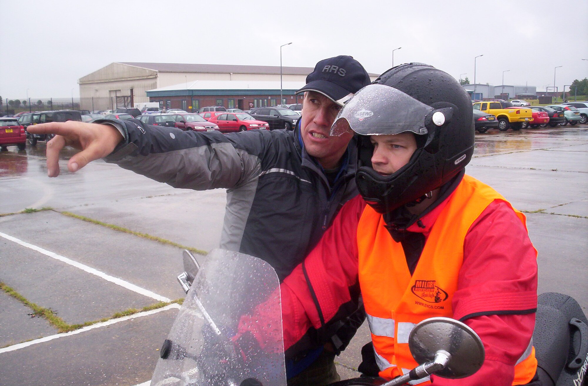 Tech. Sgt. Jeff Borczynski, 501 CSW, gets direction from Flash on how to execute a maneuver.