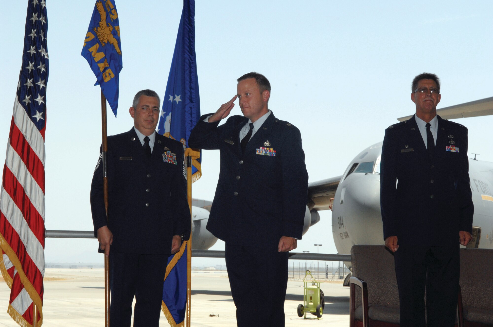 Lt. Col. Baker receives his first salute as commander. (U.S. Air Force photos by Staff Sgt. Angel Gallardo)