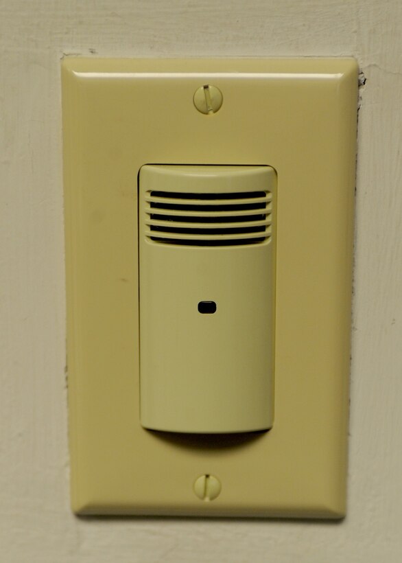 LANGLEY AIR FORCE BASE, Va. - Energy sensors are one tool being used in the energy conservation projects at Langley. The sensors are programmed to shut off lights automatically when there is no one in the room. (U.S. Air Force photo/Airman Rebecca Montez)