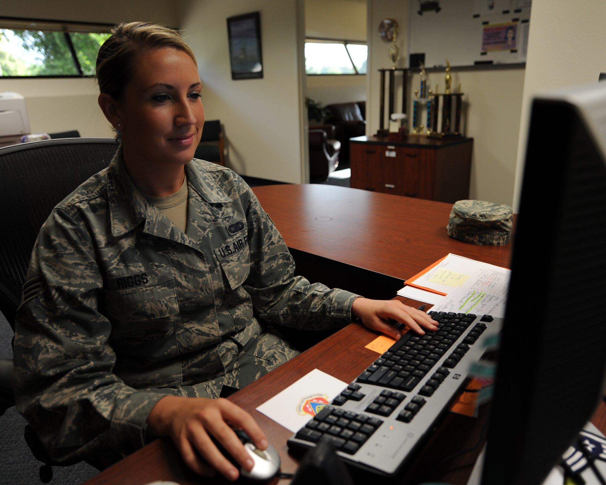 MOUNTAIN HOME AIR FORCE BASE, Idaho -- Senior Airman Jamie Riggs serves as a 366th Comptroller Squadron knowledge operations manager. (U.S. Air Force photo by Airman 1st Class Renishia Richardson)