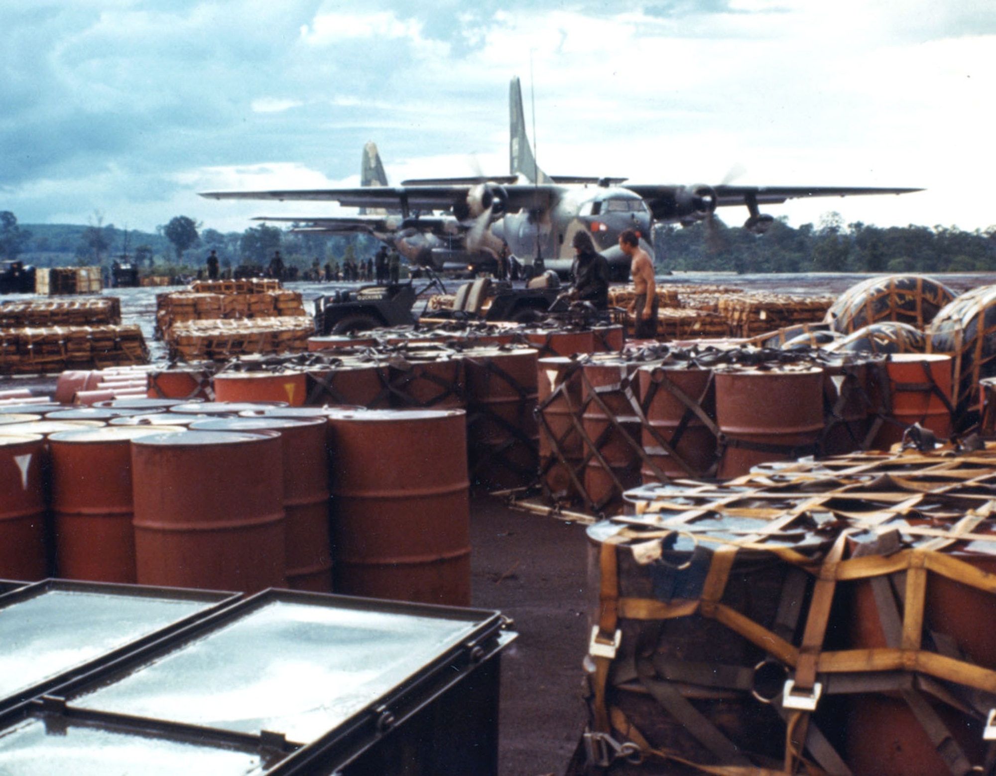 USAF C-123 supporting ground operations in Cambodia. (U.S. Air Force photo)