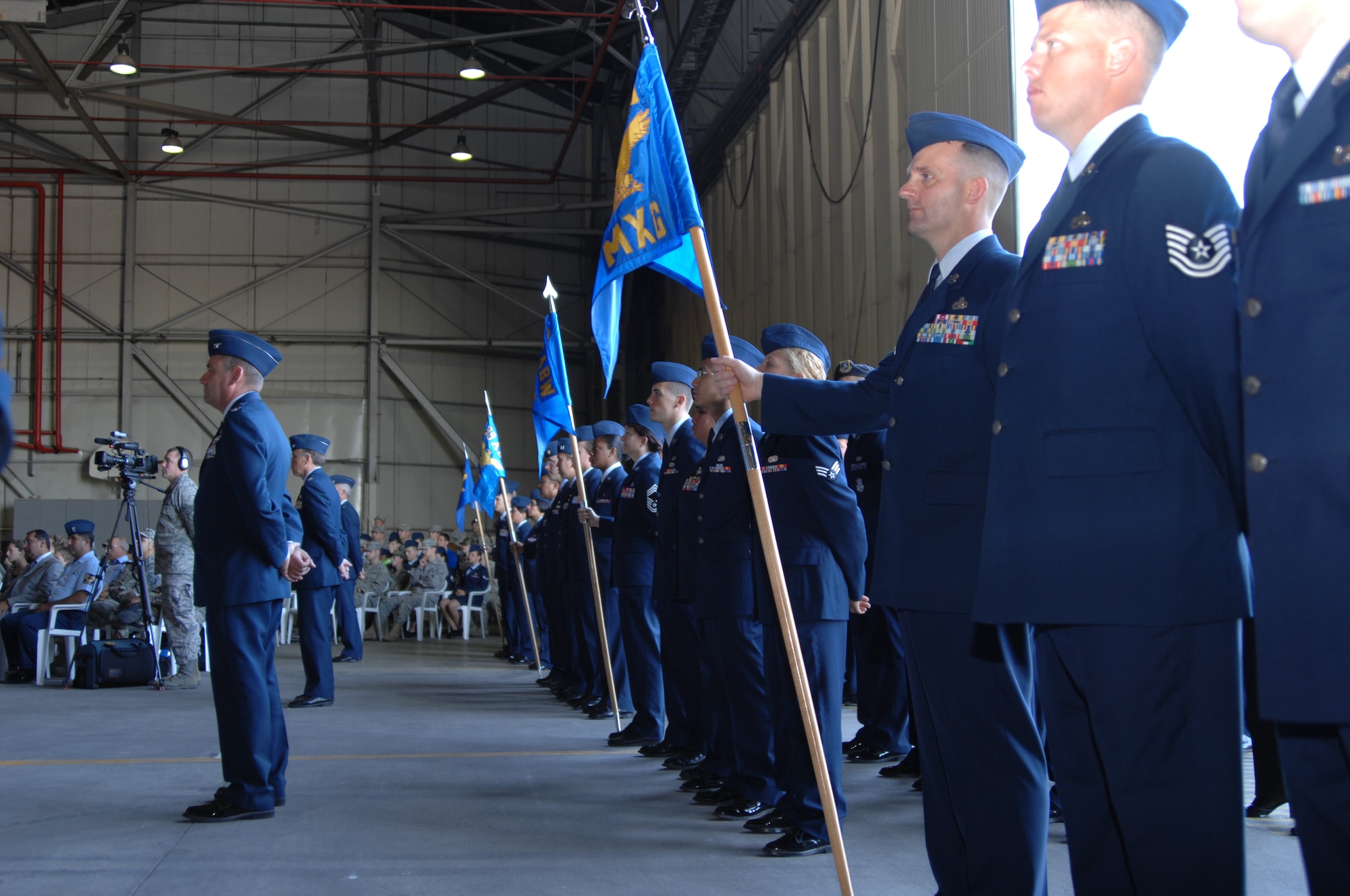 Members of Team Incirlik stand in formation during a ceremony Tuesday, Aug. 11, 2009 in Hangar 4, Incirlik Air Base, Turkey.  Colonel Beene is the former chief of strategy of the Directorate of Strategy, Policy and Assessments at Headquarters U.S. European Command, Patch Barracks, Germany. Colonel Beene was commissioned in 1986 from the U.S. Air Force Academy, Colorado Springs, Colo. He is a senior navigator with 1,895 flying hours in the F-111A, FB-111A, F-111E and F-15E. He has commanded at the squadron and group levels. In addition to Headquarters U.S. European Command, his previous staff tours include Headquarters U.S. Air Force and Headquarters 8th Air Force. (U.S. Air Force photo/Staff Sgt. Lauren Padden)
