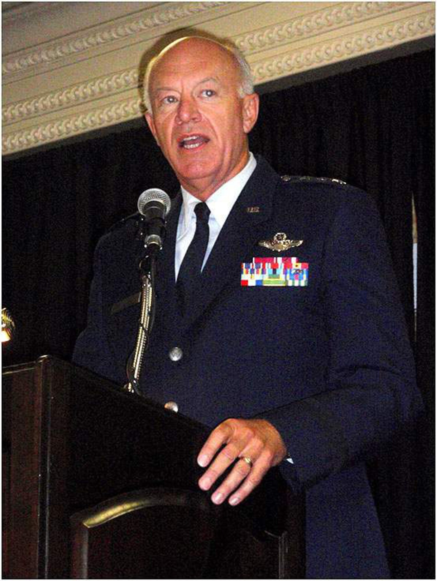 Lt. Gen. Harry M. Wyatt III, the director of the Air National Guard, speaks to attendees about the character and values needed in future leaders at the 38th annual Tuskegee Airman Inc. National Conference Aug. 7 in Las Vegas. (U.S. Air Force photo/Staff Sgt. Rebecca Palmer)