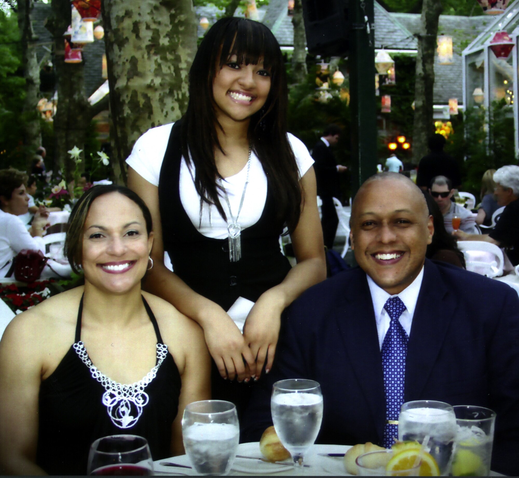 In this family photo, Col. Anthony Cotton, 341st Missile Wing vice commander, poses with his wife, Marsha, and his daughter, Brianna, while celebrating her 15th birthday at Tavern on the Green in New York City. (Courtesy photo)