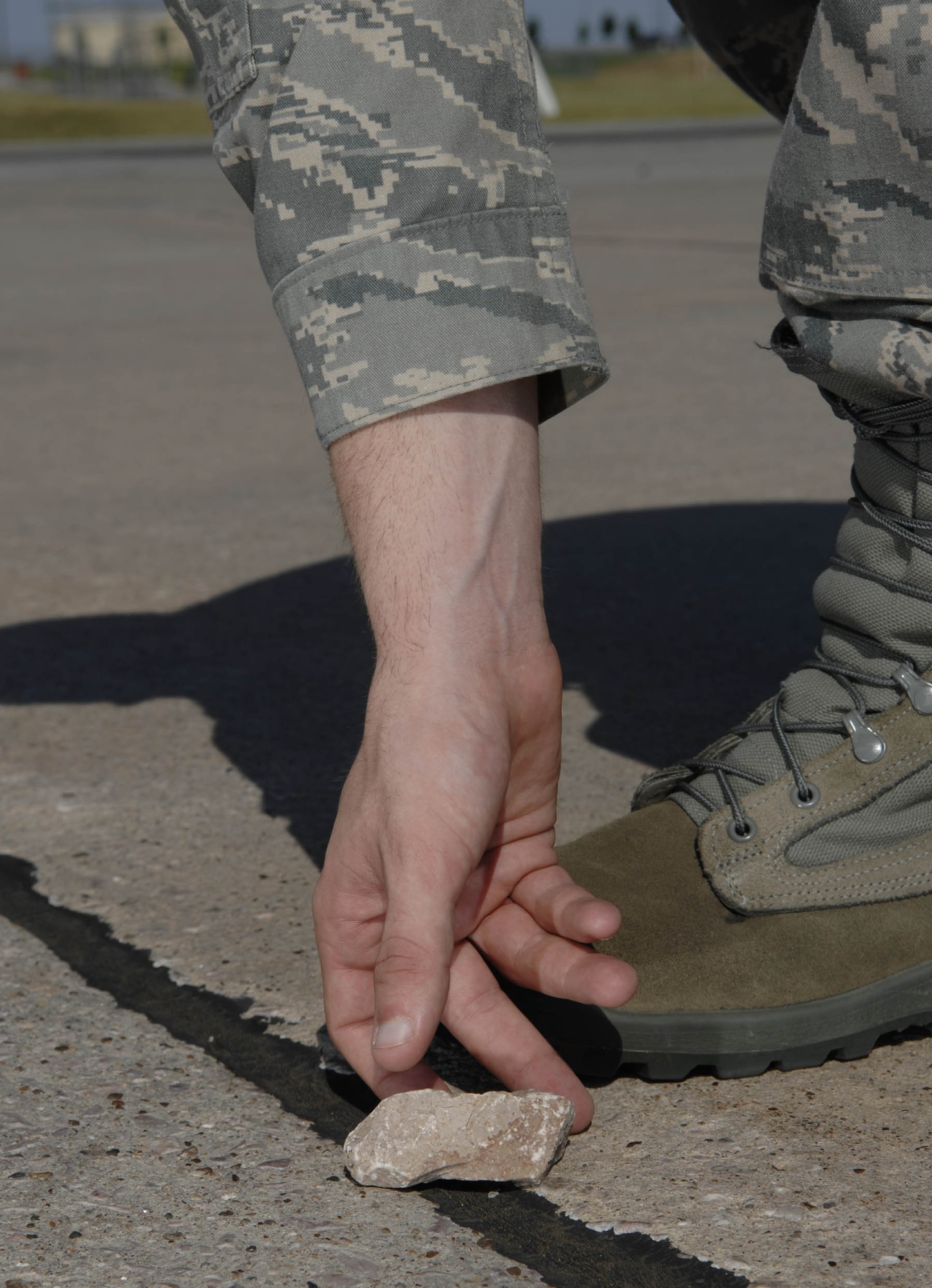 Foreign object damage usually occurs when small pieces of aircraft hardware, or daily equipment, is ingested into an aircraft engine. FOD prevention is in the forefront of all flightline activities at Ellsworth. (U.S. Air Force photo/Airman 1st Class Abigail Klein)