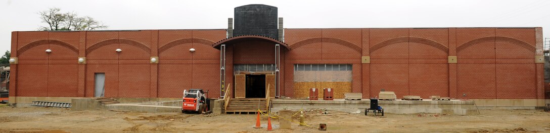 LANGLEY AIR FORCE BASE, Va. -- Construction workers work to finish the Langley Bowling Alley here Aug.13. The Bowling Alley is being renovated to update the look and to accommodate more people. (U.S. Air Force photo/Airman 1st Class Jonathan Koob)