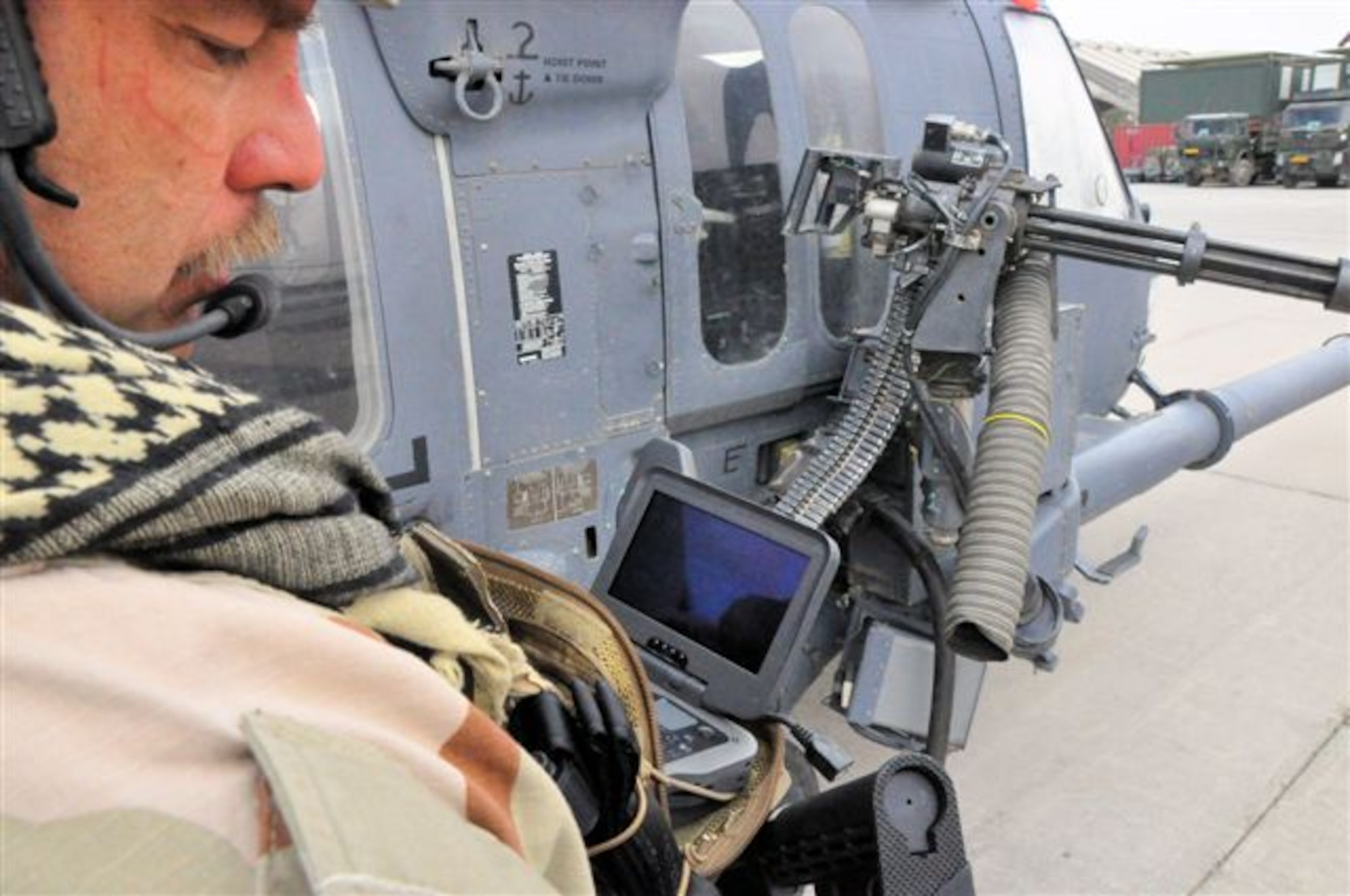 Master Sergeant Robert W. Bean, outfitted with more than 80 pounds of combat, communications and medical gear, prepares to embark on a mission in southern Afghanistan. His equipment includes a wearable computer and other technology developed by the Air Force Research Laboratory’s 711th Human Effectiveness Directorate—designed to reduce weight and increase U. S. warfighters’ efficiency in the field—which MSgt. Bean and fellow pararescue jumpers field-evaluated for application to their rescue-and-recovery mission. (Air Force photo)