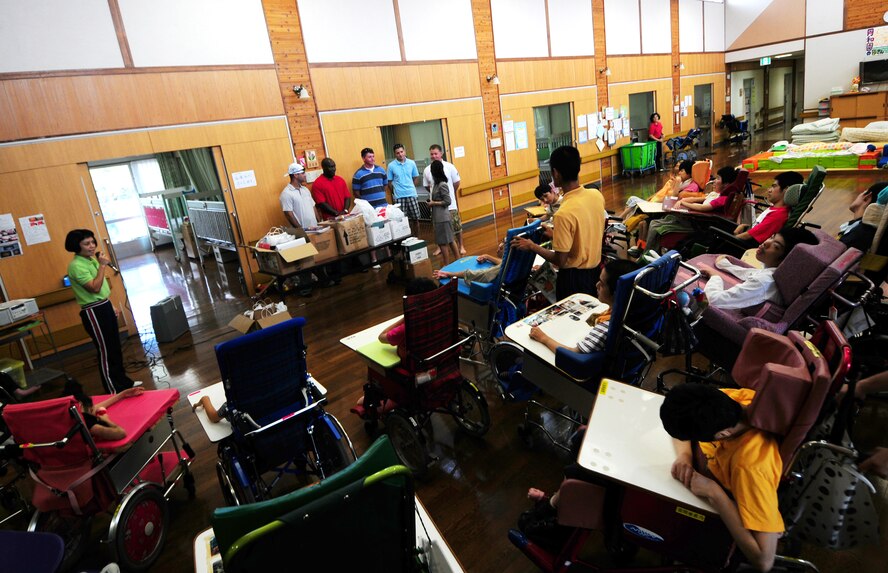 Airmen from the 18th Civil Engineer Squadron Power Pro Shop delivered school supplies to the children of the Okinawa Children's Development
Center, a facility for special needs, August 13. The Airmen delivered more than six dozen school supply kits which included, notebooks, folders, pencils, color pencils, erasers, rulers, scissors, pencil sharpeners, and pencil cases.  
(U.S. Air Force photo/Tech. Sgt. Rey Ramon)   