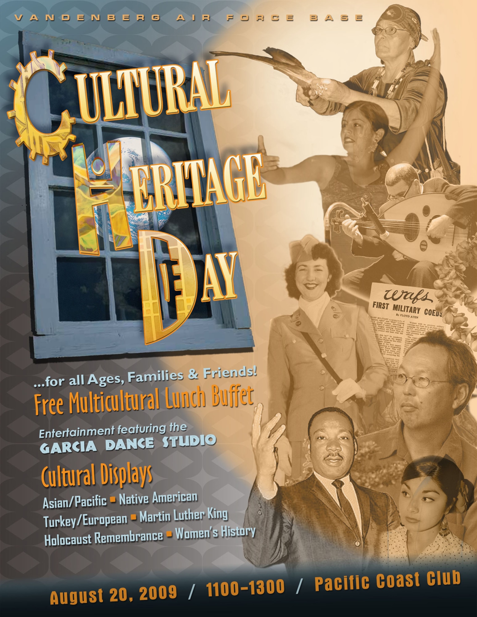 VANDENBERG AIR FORCE BASE, Calif. --  Vandenberg will celebrate Cultural Heritage Day from 11 a.m. to 1 p.m. Aug. 20 at the Pacific Coast Club here. (U.S. Air Force graphic)