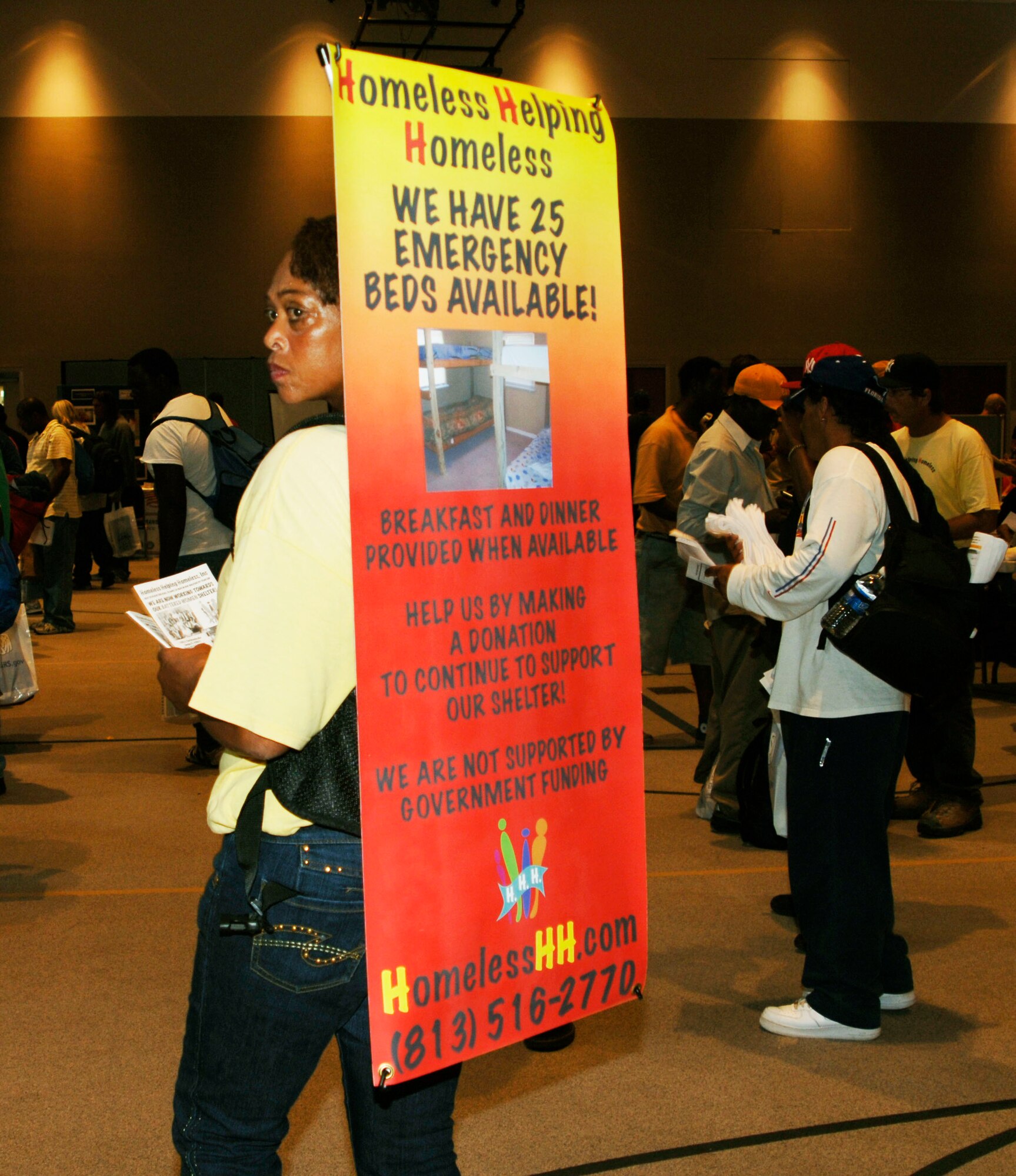 Homeless veterans receive information from approximately 30 different vendors offering free legal counseling, healthcare services, food and shelter, etc. at the annual "Standown" event held here in Tampa (U.S. Air Force Photo/Capt. Shane O. Huff)