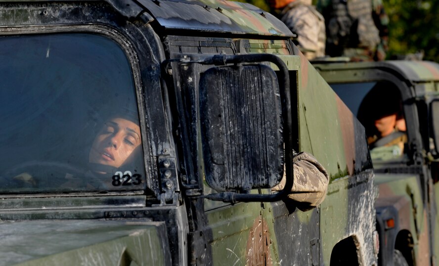 CAMP BLANDING, Fla. -- Senior Airman Meghedie Dersakissian, 18th Weather Squadron battlefield forecaster who is assigned to Fort Bragg, N.C., rests during a break period after approximately 38 hours of training during the Cyclogenesis course held here July 30. Members from the 93rd Air and Ground Operations Wing, a tenant wing at Moody Air Force Base, Ga., were students in the course. (U.S. Air Force photo by Senior Airman Schelli Jones)
