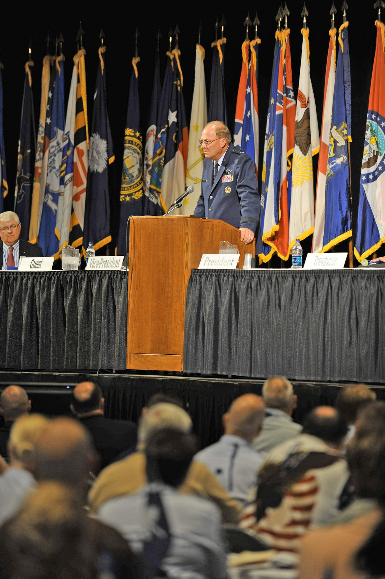 Gen. Craig R. McKinley, chief of the National Guard Bureau, speaks at the 38th annual conference of the Enlisted Association of the National Guard of the United States in Rochester, Minn., recently. (Minnesota National Guard photo) 