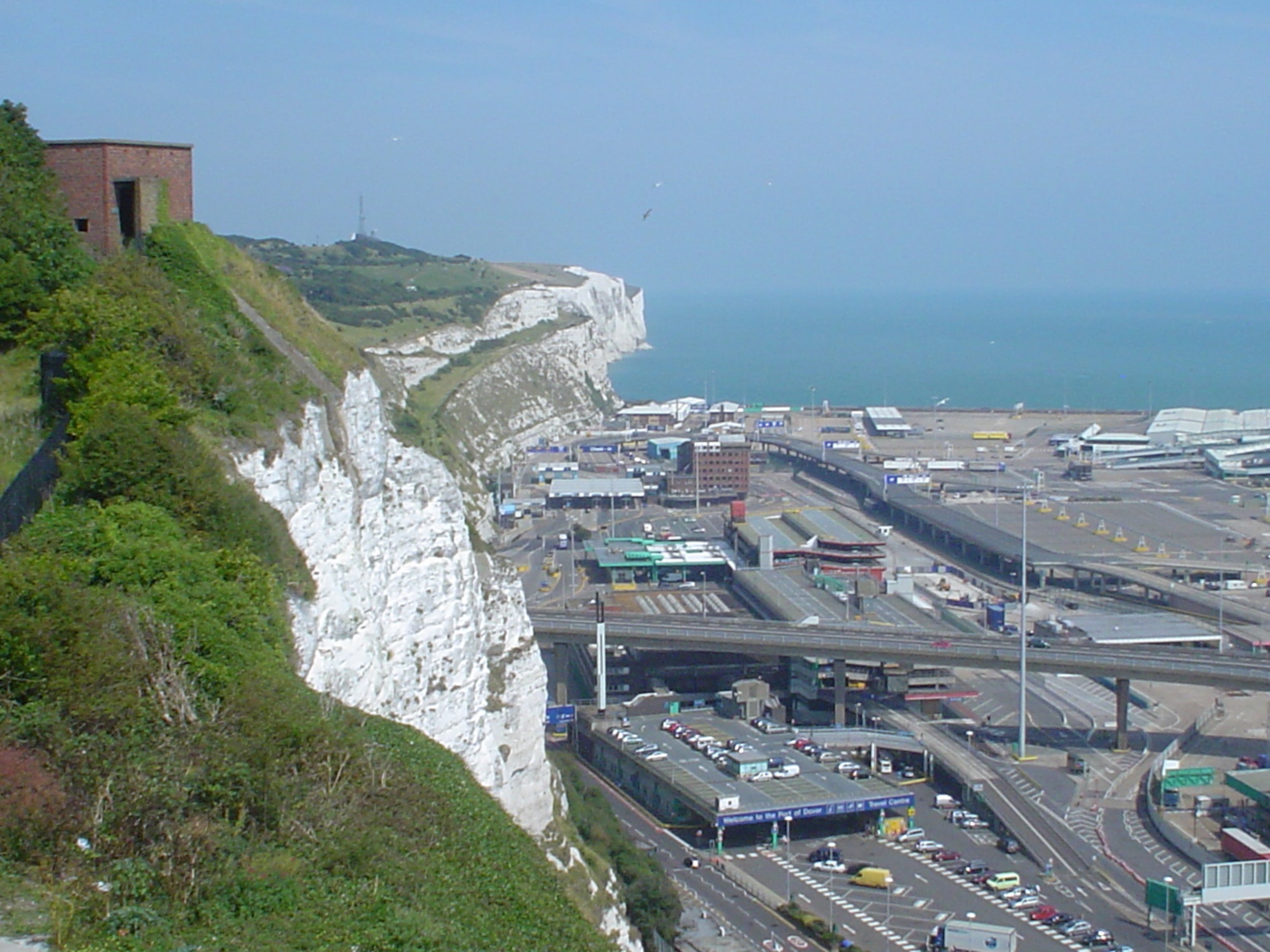 A trip to Dover Castle affords visitors an opportunity to not only see the beautiful white cliffs of Dover that Vera Lynn sang about during World War II, but also a chance to see the busy Port of Dover.  From this port, one can catch a ferry to France, take a cruise, moor a leisure craft or use the extensive port facilities for business. (U.S. Air Force photo/Capt. Alysia Harvey)