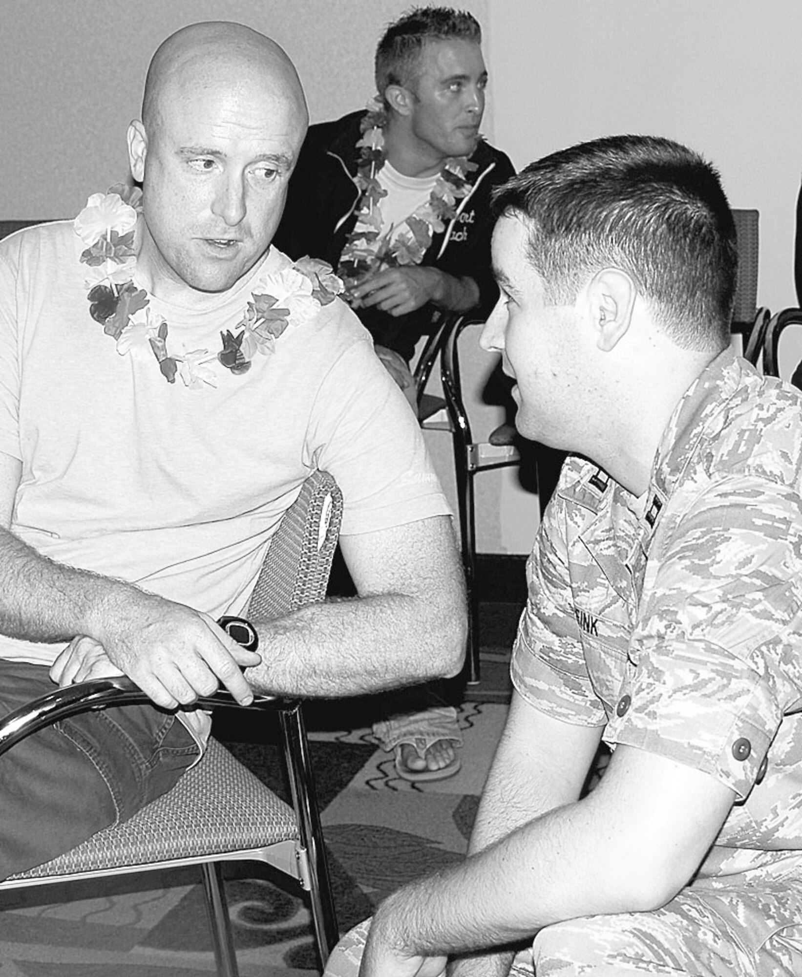 Chaplain (Capt.) Jason Botts, 43rd Airlift Wing, attends an Airman’s Ministry event at the Community Activities Center, July 31. Chaplain Botts started the Airman’s Ministry as a weekly Friday night alternative for dorm residents. (U.S. Photo by Airman 1st Class Mindy Bloem)