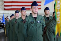 Airmen stand in formation during the Air Force Special Operations Training Center Change of Command ceremony Thursday, August 13 at Hurlburt Field, Fla. (U.S. Air Force photo by Senior Airman Julianne Showalter)