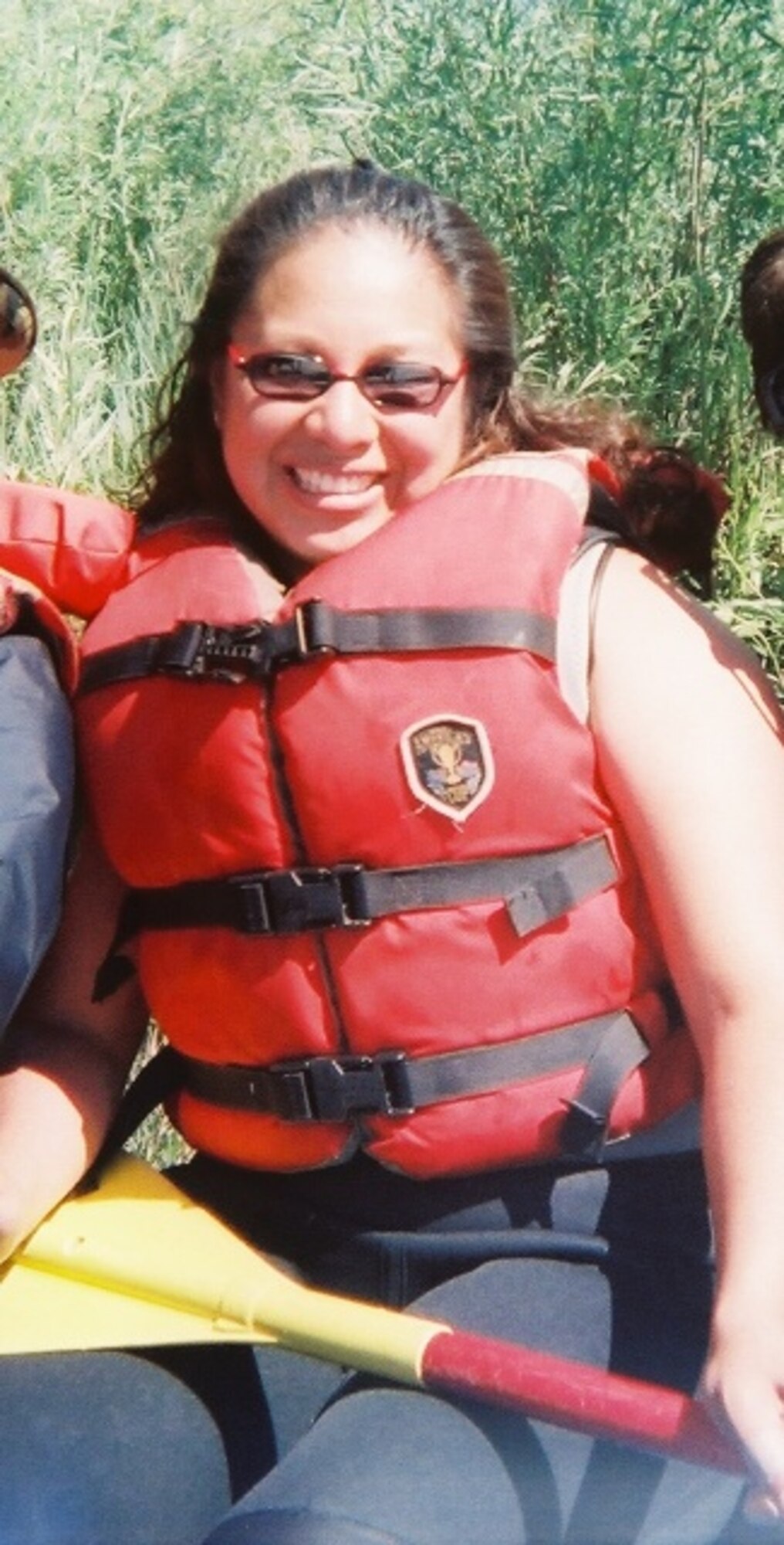 Tech. Sgt. Ana Frias, 8th Space Warning, enjoys a white-water rafting trip. Sergeant Frias is Team Buckley’s Warrior of the Week for Aug. 8-14. (Courtesy photo)