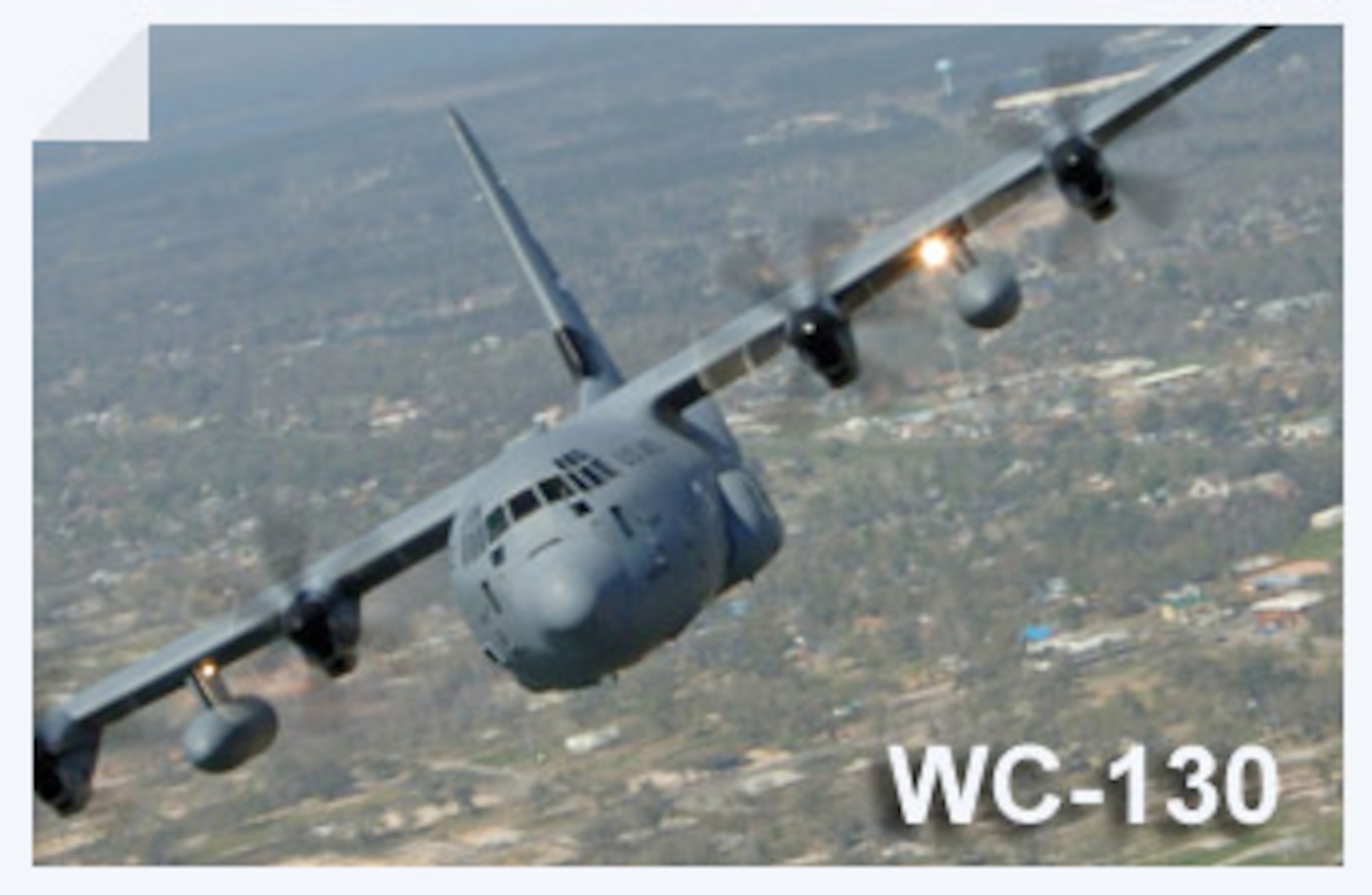 The WC-130 Hercules is a high-wing, medium-range aircraft flown by the Air Force Reserve Command for weather reconnaissance missions. The WC-130J is the weather data collection platform for the 53rd Weather Reconnaissance Squadron located at Keesler Air Force Base, Miss. (U.S. Air Force illustration)