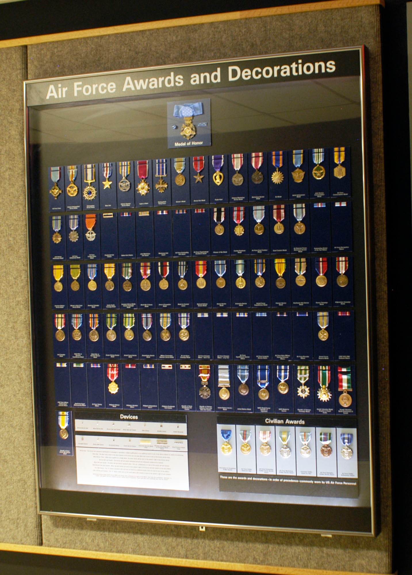 DAYTON, Ohio -- USAF Awards and Decorations exhibit at the National Museum of the U.S. Air Force. (U.S. Air Force photo)