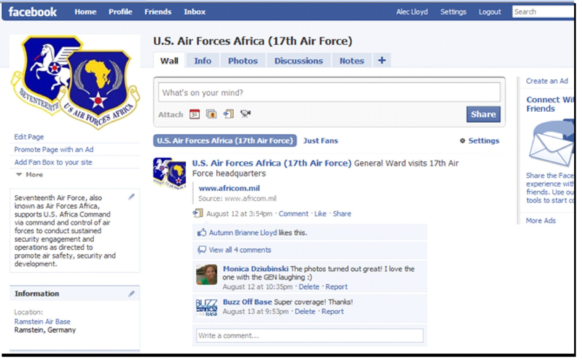 17th Air Force (U.S. Air Forces Africa) is now on Facebook. 