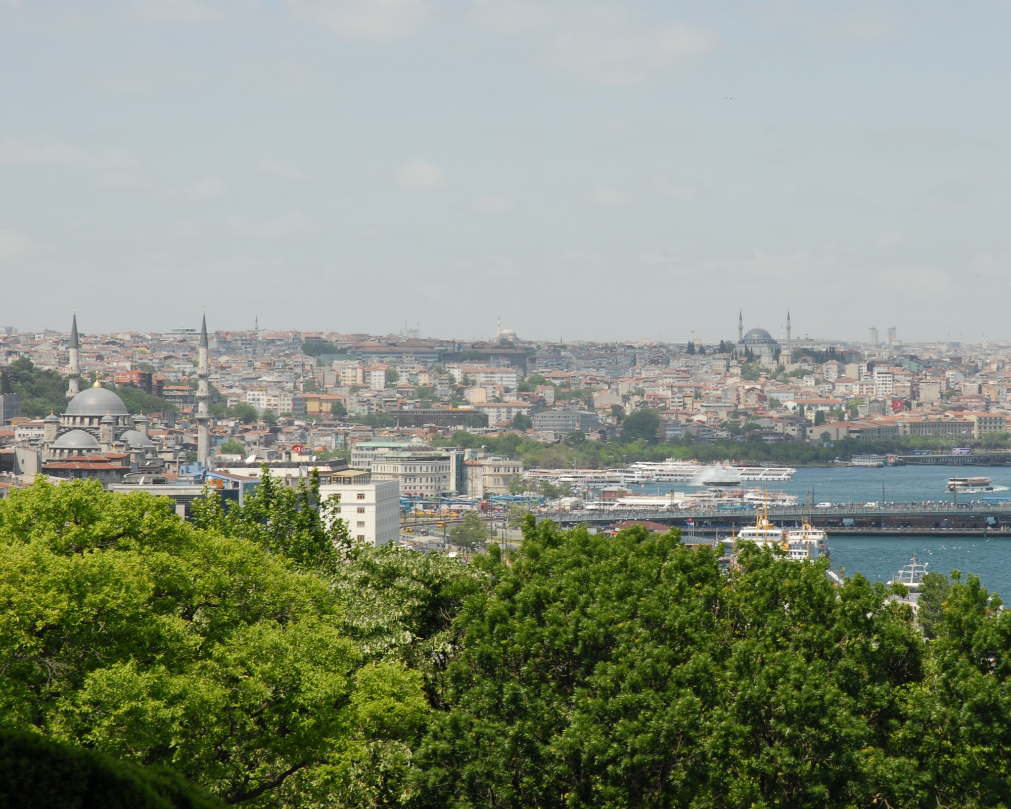 A view of Istanbul and the harbor of Golden Horn from the Topkapi Palace, Istanbul Turkey.  Istanbul has also been called Byzantium and Constantinople throughout history.  Istanbul is the largest city in Turkey and links Europe to Asia. (U.S. Air Force photo/Staff Sgt. Lauren Padden)
