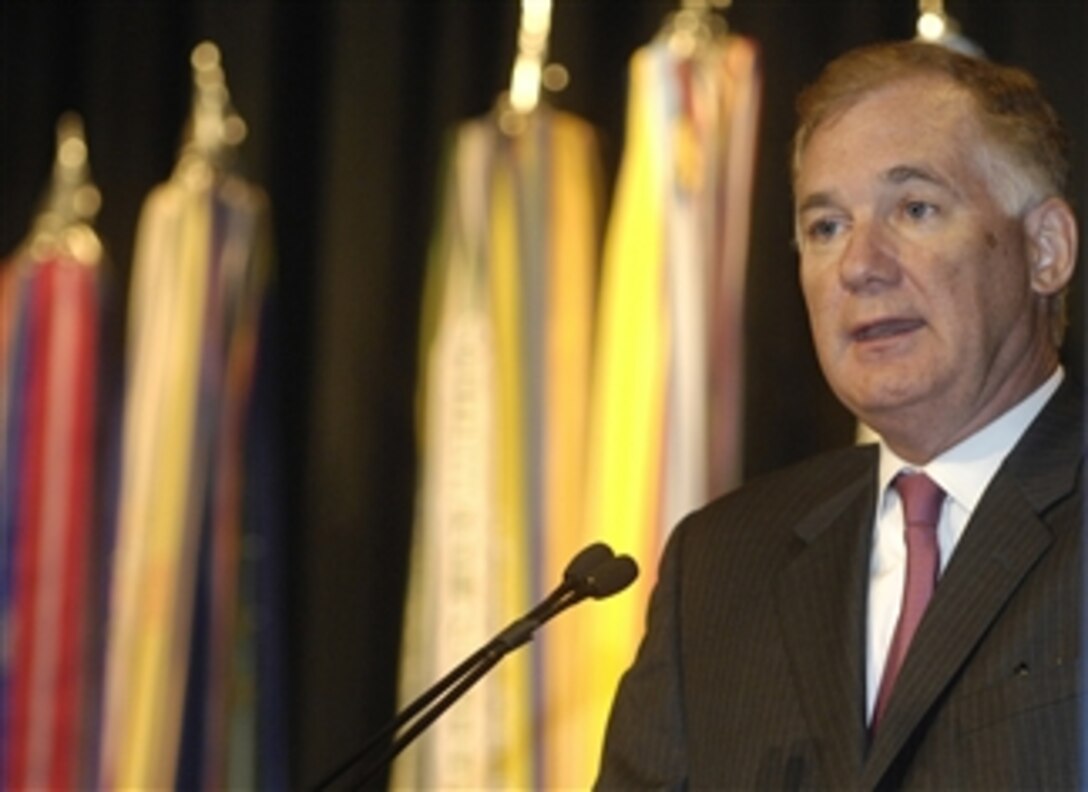 Deputy Secretary of Defense William J. Lynn makes remarks during a Presidential Rank Award Ceremony where last years' 29 recipients were recognized in the Pentagon on Aug. 18, 2009.  