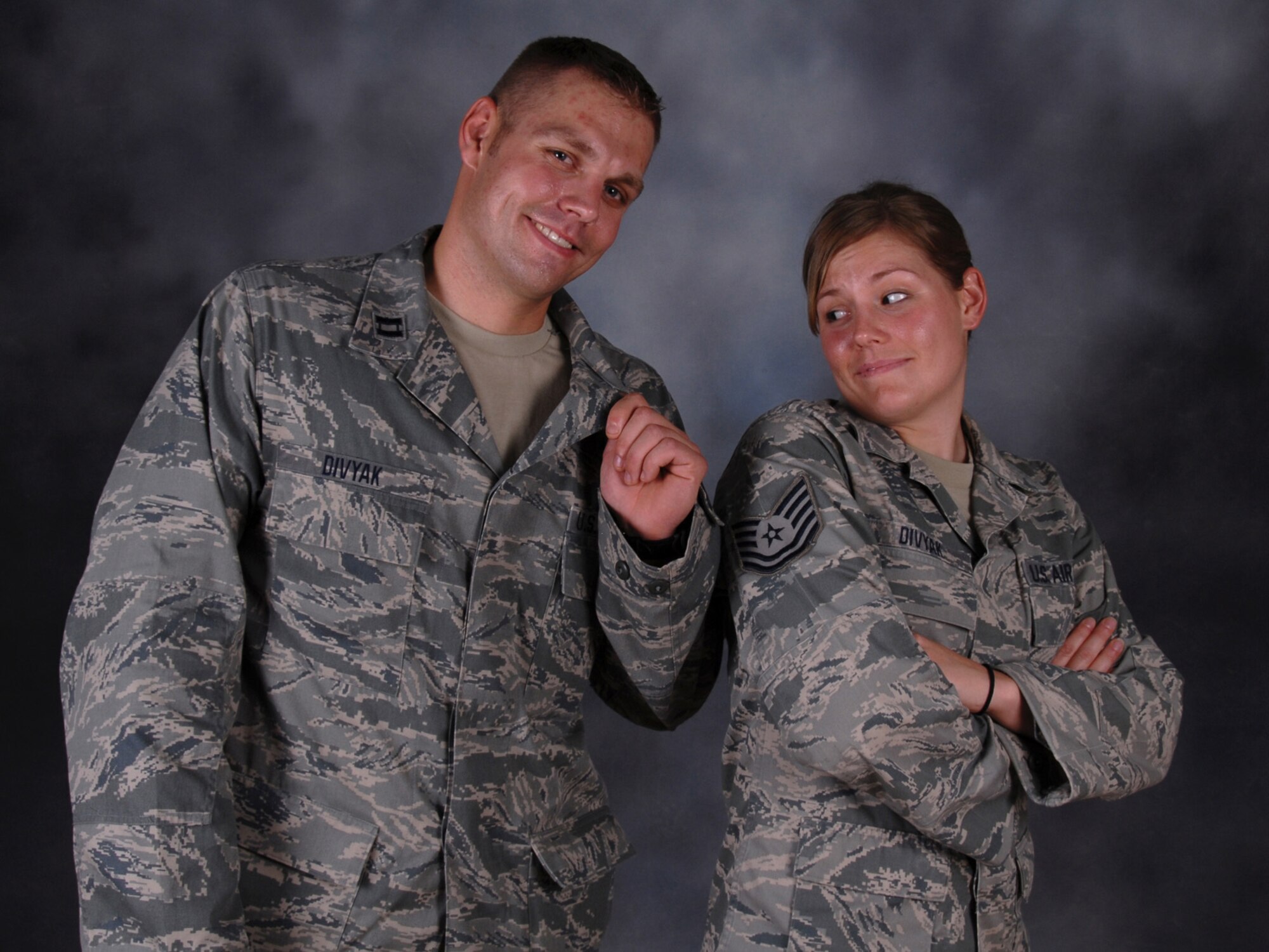 Capt. Christopher Divyak, 71st Expeditionary Air Control Squadron, is deployed alongside his sister, Tech. Sgt. Katherine Divyak, also of the 71st EACS. The brother and sister pair are natives of Tomah, Wis., and deployed from the Wisconsin Air National Guard in support of Operations Iraqi and Enduring Freedom.  (U.S. Air Force Photo/Tech. Sgt. Jason W. Edwards)
