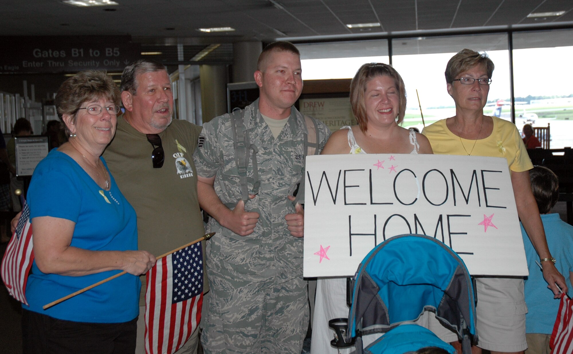 Thirteen Airmen from the 315th Airlift Wing’s Security Forces Squadron, Charleston Air Force Base, S.C., returned to Charleston yesterday after more than six months in Iraq. The Air Force Reserve security forces members were deployed to Kirkuk Air Base, Iraq, since February and were responsible for base defense. Their duties included police services, perimeter patrol, entry control, flight-line security, on-base investigations and searches of all vehicles and personnel entering the installation. (U.S. Air Force photo / Tony Clark)
