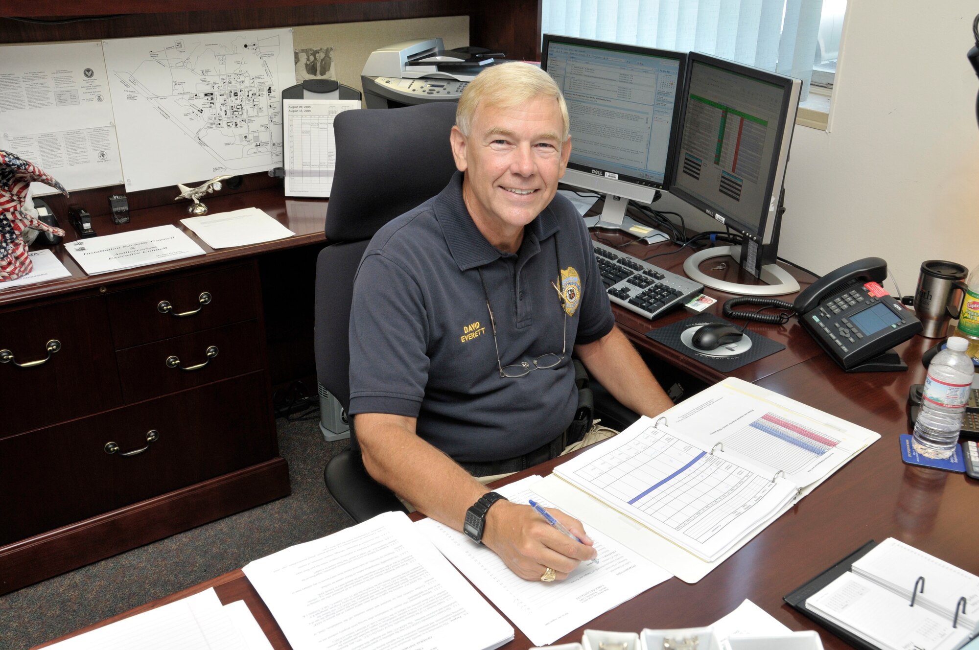 Dave Everett, AEDC Security plans and programs officer, is rewriting the AEDC Installation Security Instruction 31-101 and preparing it for the base coordination. (Photo by Rick Goodfriend)