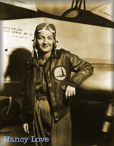 Nancy Harkness Love 
(1914-1976) 

In 1943 the WAFS merged with the Women's Flying Training Detachment, under the leadership of Jacqueline Cochran, into a new organization called the Women Airforce Service Pilots (WASP). While Cochran was given command of the WASP, Love was put in charge of all ferrying operations. 

Under her command, female pilots flew almost every military aircraft then in service. In over 12,000 ferry flights her pilots flew 9.2 million miles, with a better safety record than male pilots. For her efforts Love received the Air Medal. 