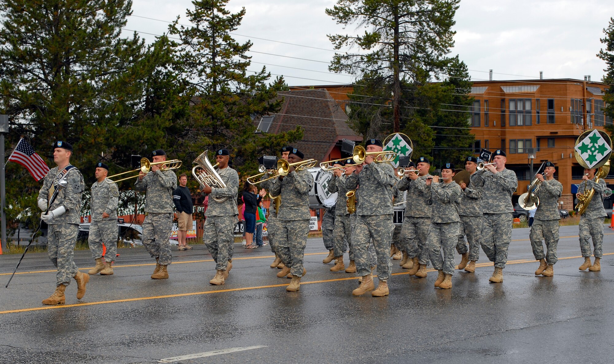 Fort Carson Army band members march during the rally parade.  The Army Band played throughout the day, including each of the services’ songs. (U.S. Air Force photo by Senior Airman Stephen Musal)