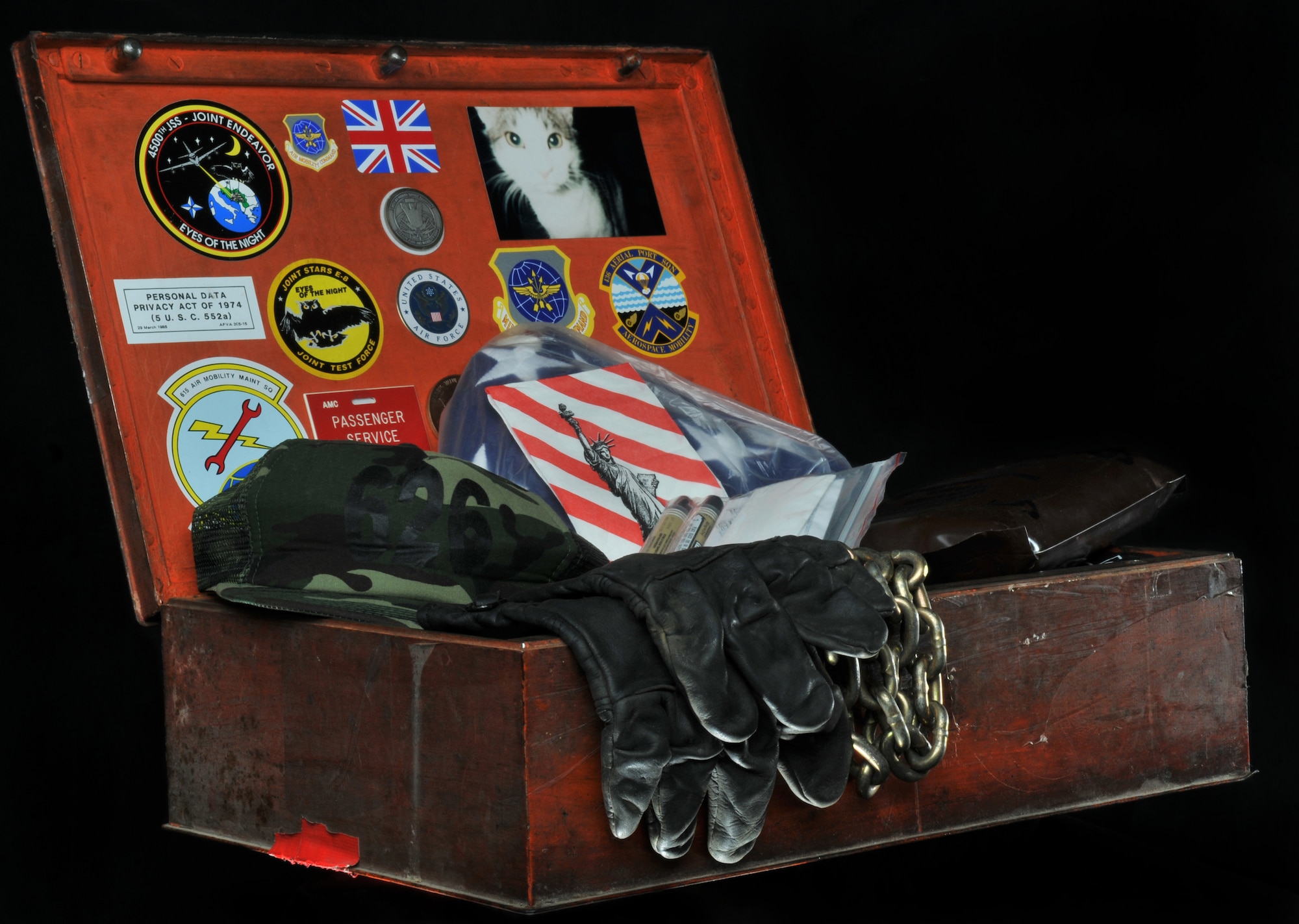 A time capsule buried on what was Rhein-Main Air Base, Germany, by members of the 626th Air Mobility Support Squadron September 1996 is displayed , Aug. 18, 2009, Ramstein Air Base, Germany. The capsule was unearthed by German construction workers about 13 years after its entombment. (U.S. Air Force photo by Senior Airman Nathan Lipscomb)