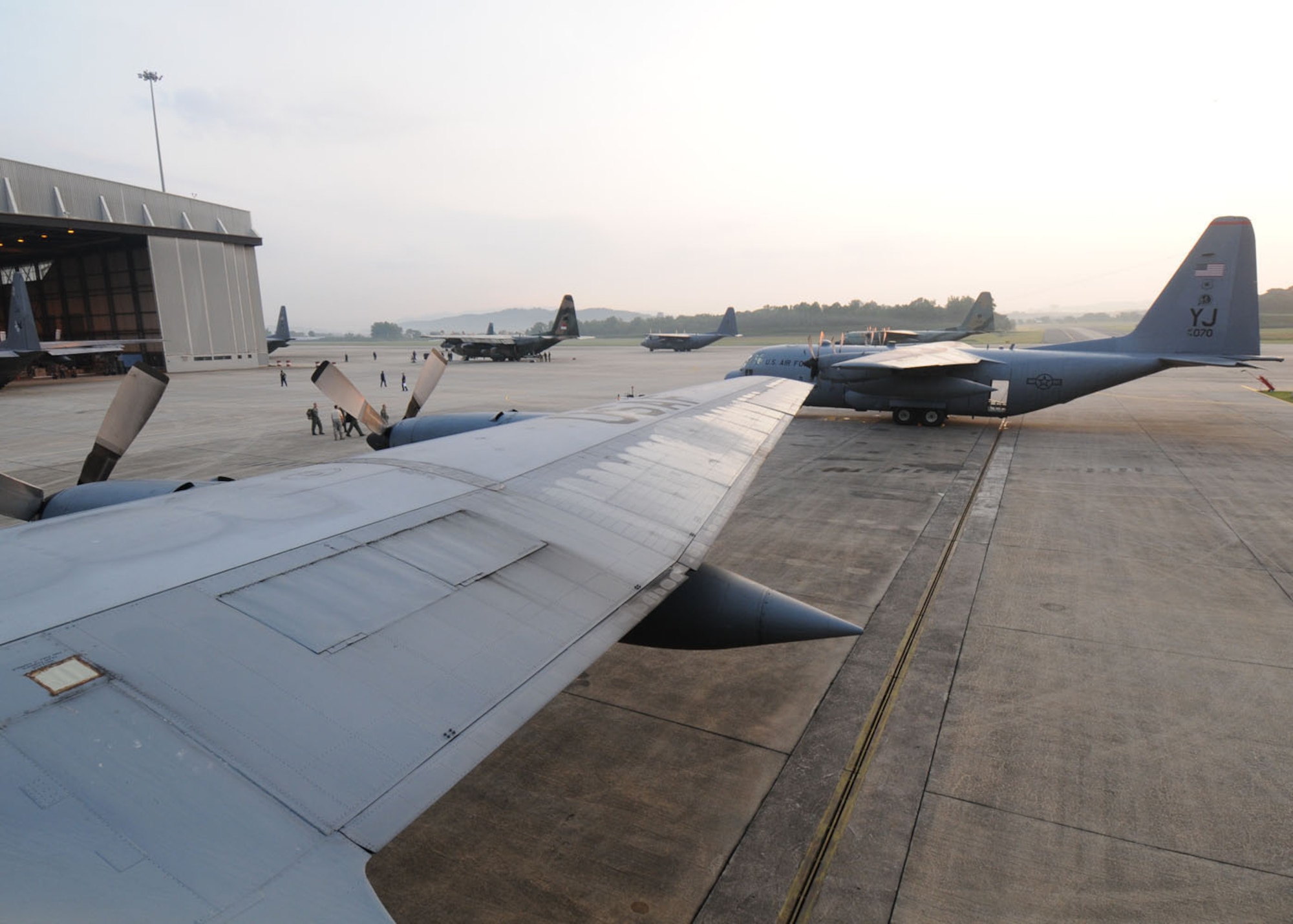 SUBANG ROYAL MALAYSIAN AIR FORCE BASE, Malaysia -- Three C-130 Hercules from the 374th Airlift Wing at Yokota Air Base, Japan, prepare for missions Aug. 17 during the 2009 Pacific Airlift Rally here. The PAR is a biennial exercise involving Pacific Rim nations which enhances military airlift interoperability with a focus in humanitarian assistance and disaster relief operations. The exercise consists of a tabletop exercise and a field-training exercise involving three C-130 aircraft from the 374th Airlift Wing at Yokota Air Base, Japan, and one C-130 each from the Royal Malaysian Air Force, Royal Australian Air Force, Republic of Singapore Air Force and Royal New Zealand Air Force. (U.S. Air Force photo/Staff Sgt. Veronica Pierce)