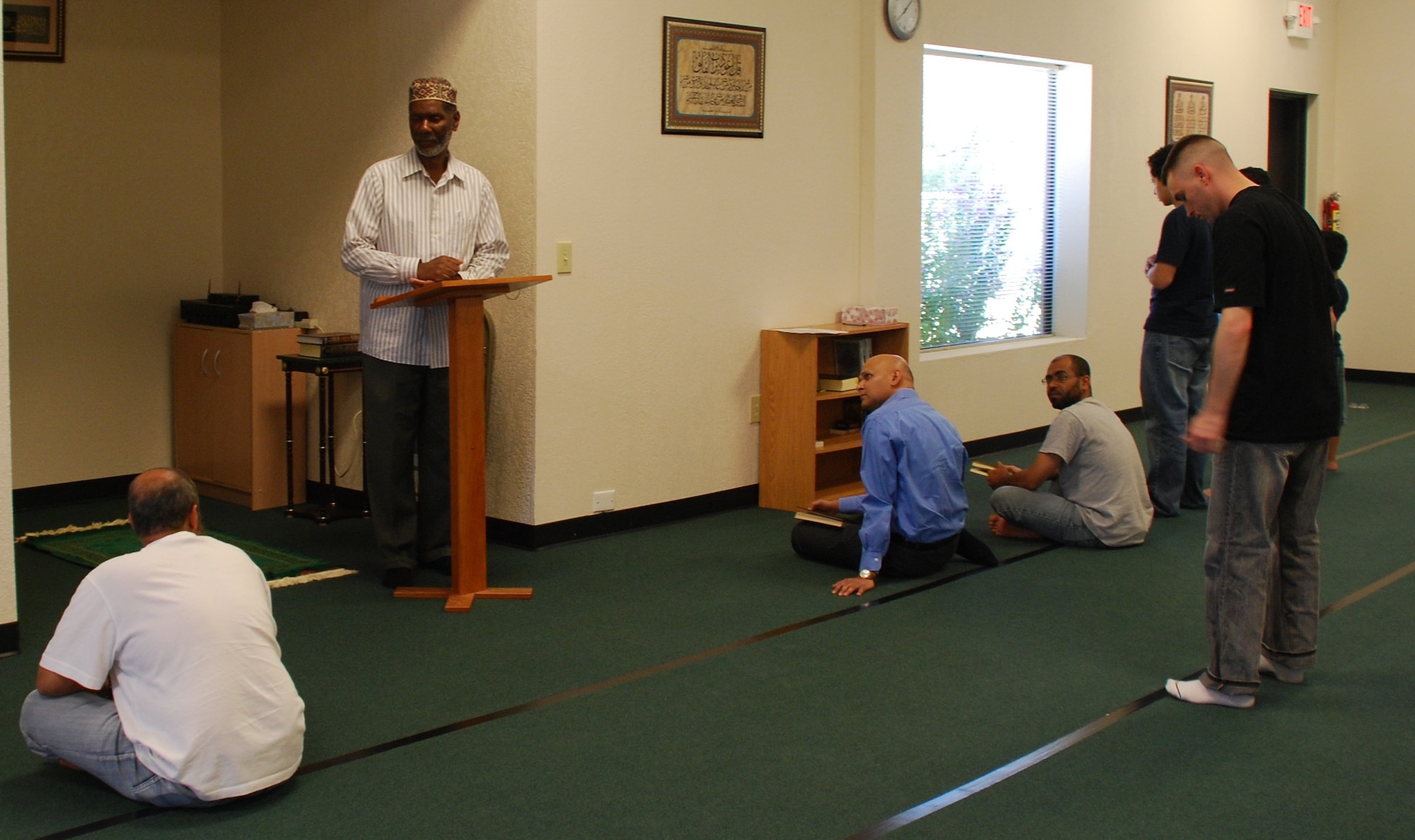 Abdullah Shamsid-Deen starts off Adhan, the Islamic call for the prayer, Aug. 21 at the Wichita Falls Islamic Center. The Muslim community is preparing for Ramadan which starts Aug. 22. (U.S. Air Force photo/Airman 1st Class Valerie Hosea) 