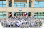 Team Lackland Airmen selected for promotion to staff sergeant gather for a group photo Aug. 21. (U.S. Air Force photo/Alan Boedeker)