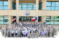 Team Lackland Airmen selected for promotion to staff sergeant gather for a group photo Aug. 21. (U.S. Air Force photo/Alan Boedeker)