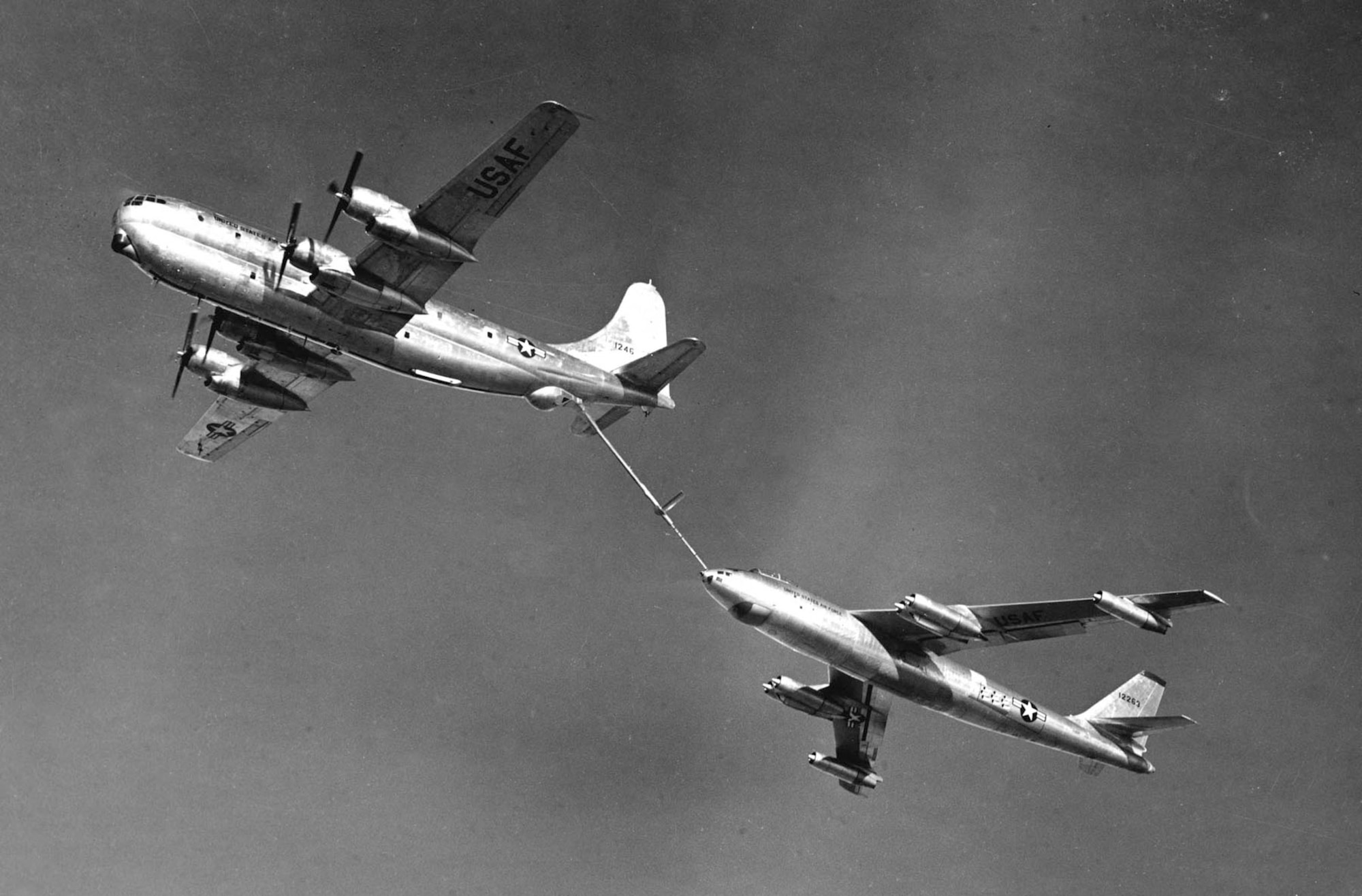 Boeing RB-47 refueled by Boeing KC-97. (U.S. Air Force photo)