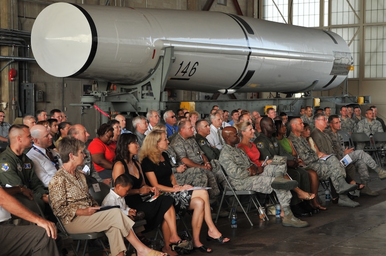 Current and past members of the 1st Space Launch Squadron were among those who attended. inactivation ceremony held Tuesday in Hangar R at the Cape. “The First” was activated on Oct. 1, 1990. (U. S. Air Force photo by John Connell)