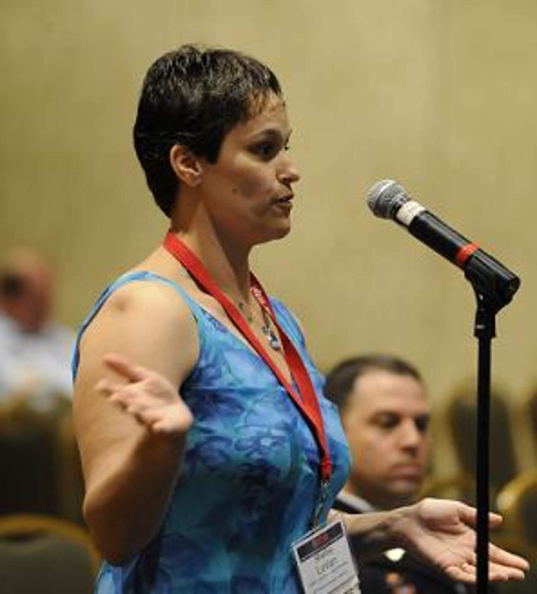 SEYMOUR JOHNSON AIR FORCE BASE, N.C. -- Capt. Shelley LeVan, 916th Air Refueling Wing Equal Opportunity director, speaks on the issue of retirement at the Reserve Officer's Assocation National Convention in July. 
